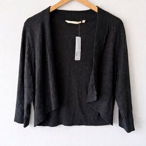 NWT Soft Surroundings Playa Bonita Open Cardigan Black Cropped Sweater Large